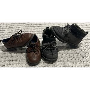 2 Pairs Carters Shoes Boots Boys Kids Sz 7 Oxford & Lace Up Boots Brown & Gray